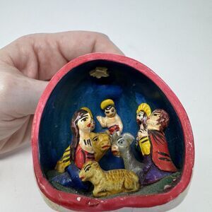 Peru Pottery Mini Nativity Scene Diorama Assemblage Handmade Ornament Christmas